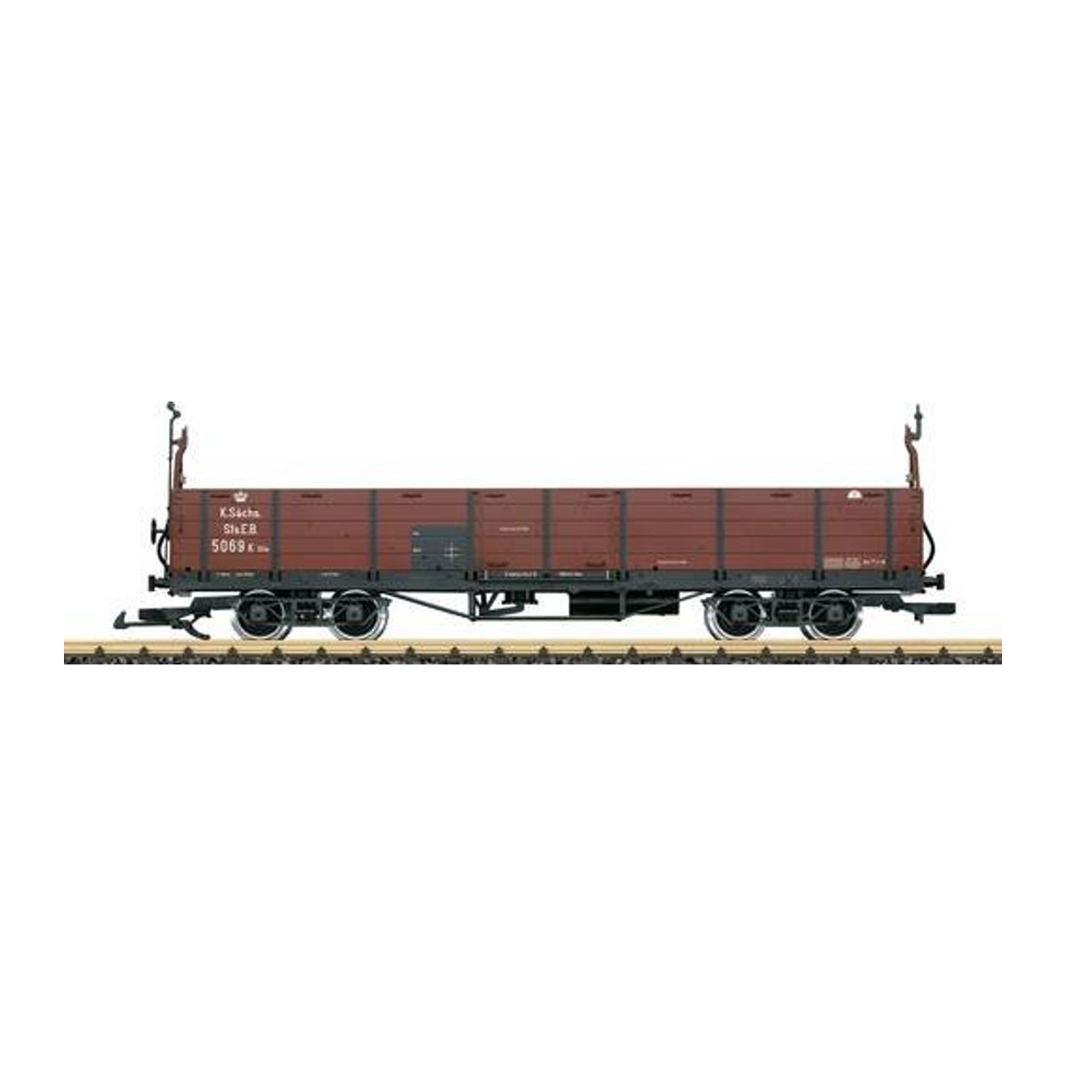 LGB L43605G Offener Güterwagen der Königlich Sächsischen Staatseisenbahn (K.Säch.Sts.E.B) in Braun aus Metall - Bild 1