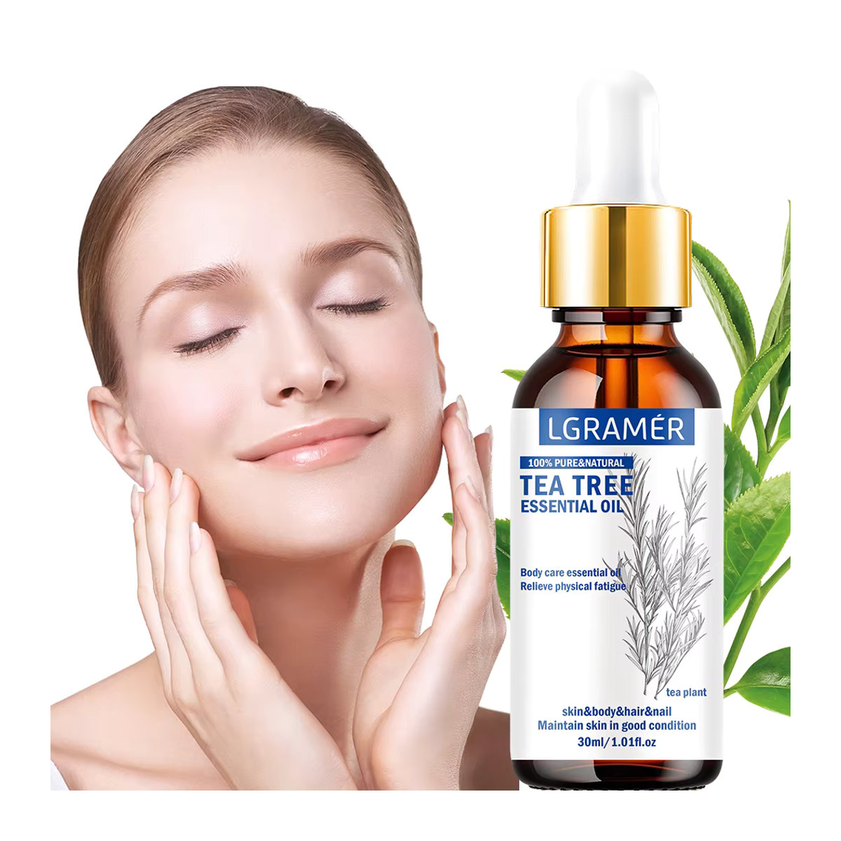 LGRAMER Ätherisches Teebaumöl, 100 % rein, Woody, 30 ml - Bild 2