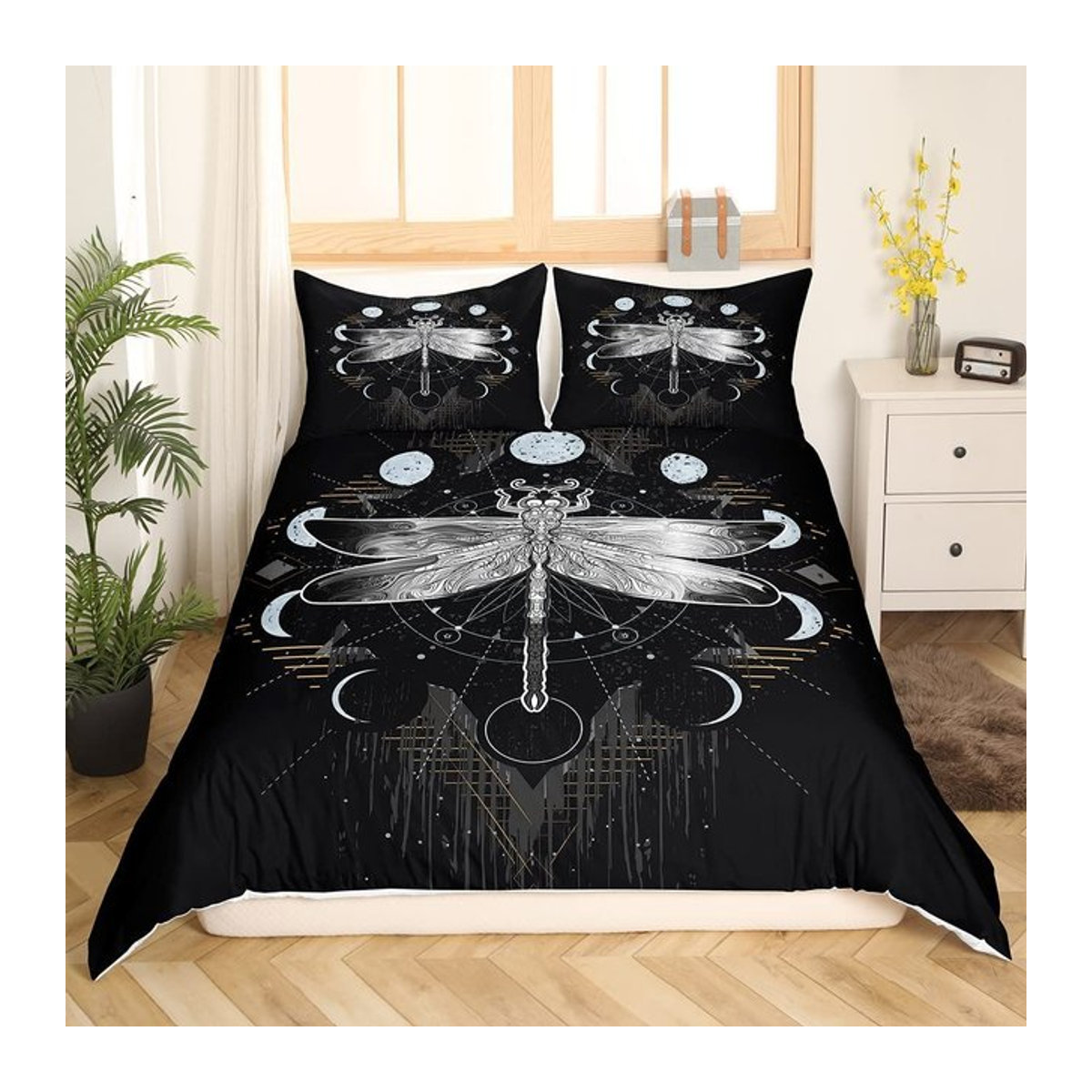 Libellen Bettbezug Set mit Kissenbezug im Aquarellstil von JMG Household Supplies, Polyester, B/H: 135 x 200 cm - Bild 1
