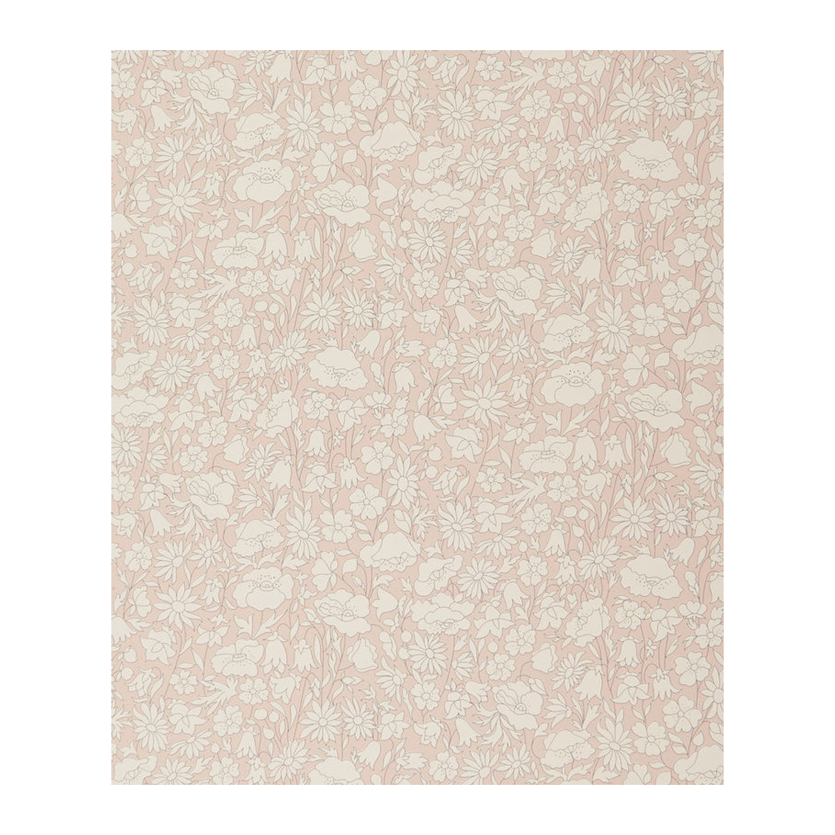 Liberty Tapete Poppy Meadow in Ointment mit floralem Design aus Vlies und Textil in Weiß, Gold und Rosa - Bild 1