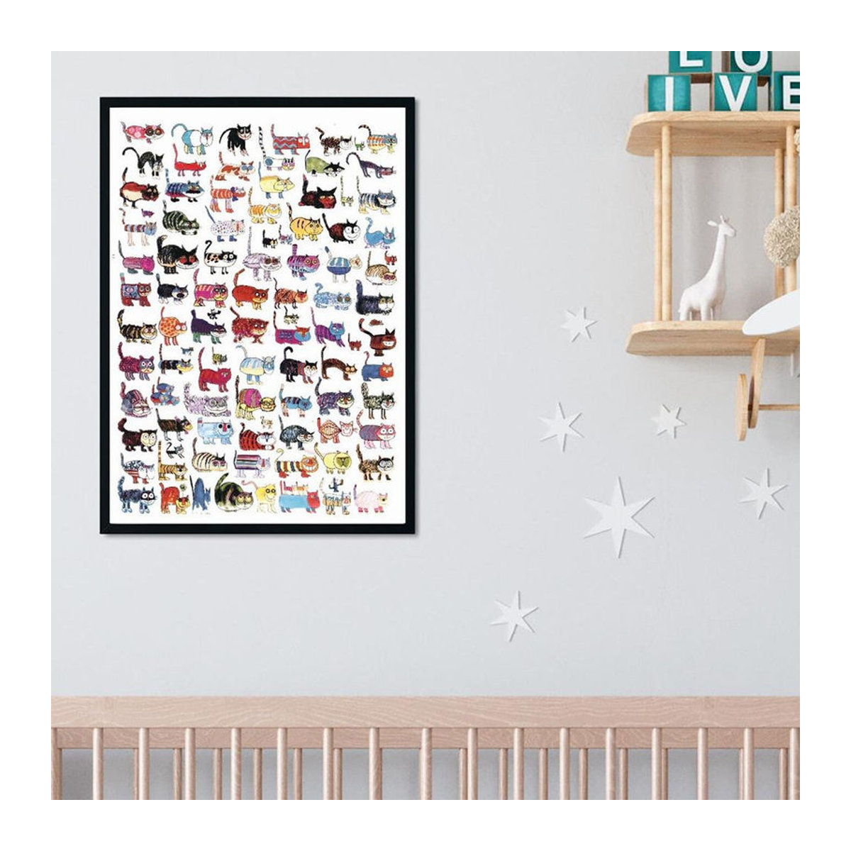 Libra Art Museum Leinwandposter 100 Katzen und eine Maus, modernes Tierprint Wandbild, mehrfarbig, B: 40 cm, H: 50 cm, rahmenlos - Bild 2