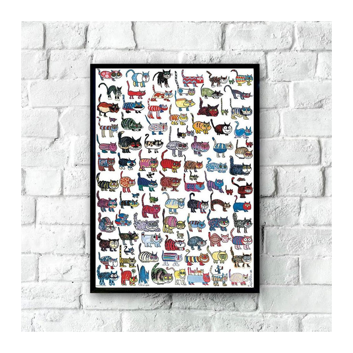 Libra Art Museum Leinwandposter 100 Katzen und eine Maus, modernes Tierprint Wandbild, mehrfarbig, B: 40 cm, H: 50 cm, rahmenlos - Bild 3