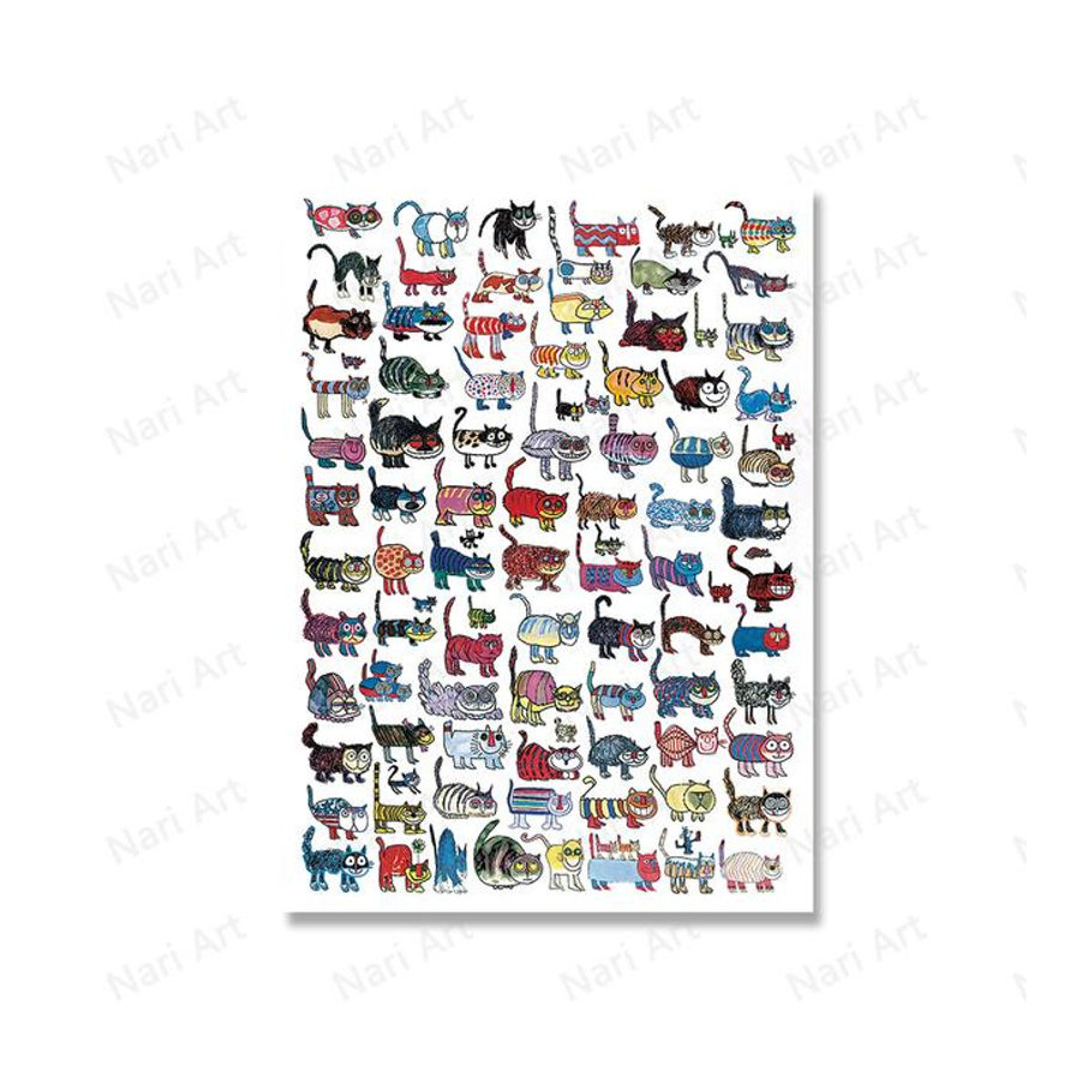 Libra Art Museum Leinwandposter 100 Katzen und eine Maus, modernes Tierprint Wandbild, mehrfarbig, B: 40 cm, H: 50 cm, rahmenlos - Bild 4