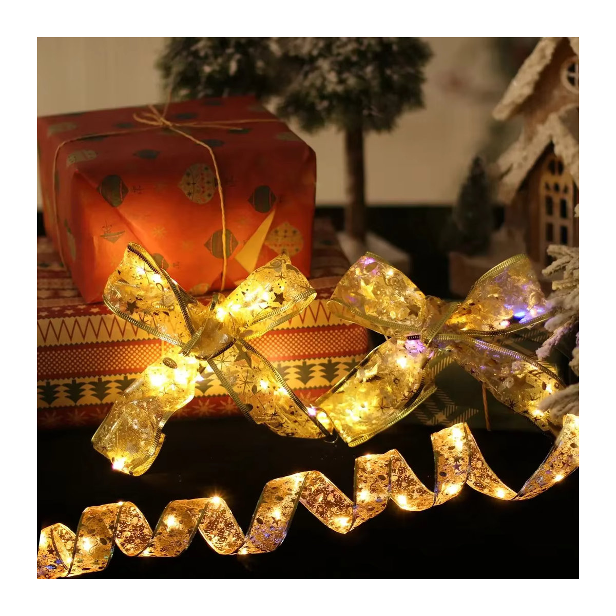 Lichterkette mit Schleifen zur Weihnachtsdekoration für deinen Weihnachtsbaum und dein Zuhause - Bild 5