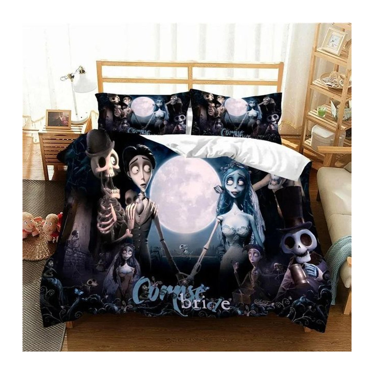 Liebe Animationsfilm Corpse Bride Bettwäsche-Set mit Bettbezug und Kissenbezug, Breite: 140 cm, Länge: 210 cm - Bild 1