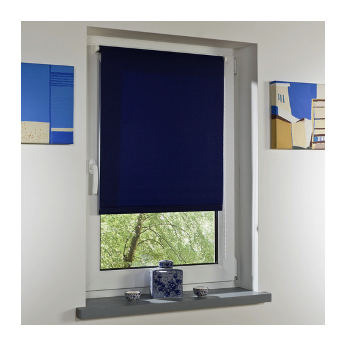 LIEDECO Klemmfix Rollo in Blau aus Polyester zur Verdunkelung ohne Bohren - Bild 2