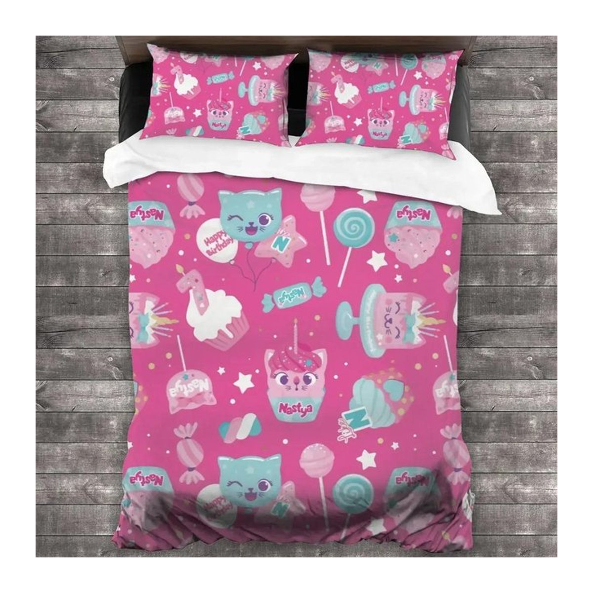 Like Nastya Bettwäsche-Set mit 3D-Druck in Pink, bestehend aus Bettbezug und Kissenbezügen, B/H: 150 x 200 cm - Bild 1
