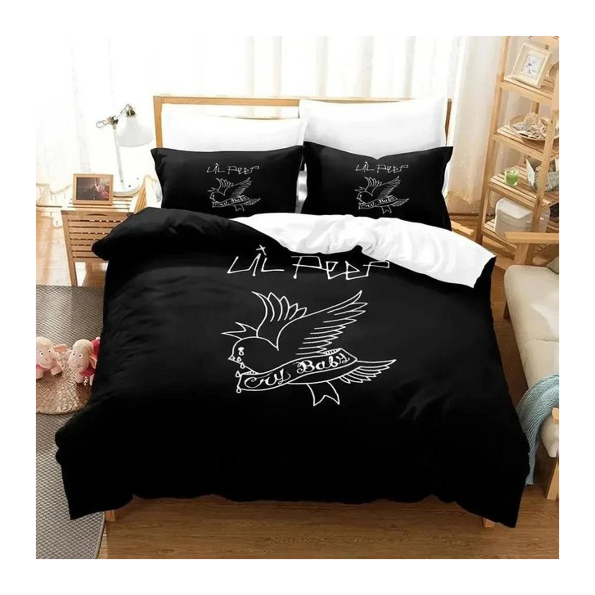 Lil Peep 3D Druck Bettwäsche Set mit Bettbezug und Kissenbezug, Maße: 70 x 133 cm, 2-teilig - Bild 1