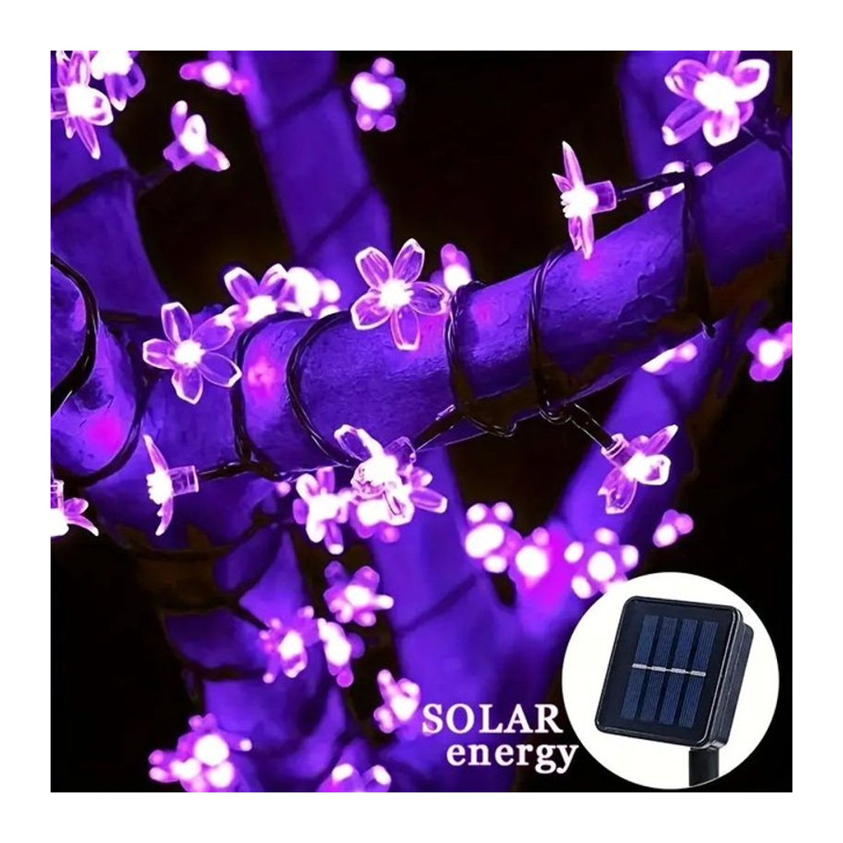 Lila Kirschblüte Solarleuchte wasserfeste dekorative Lichterkette für Garten und Außenbereich - Bild 1