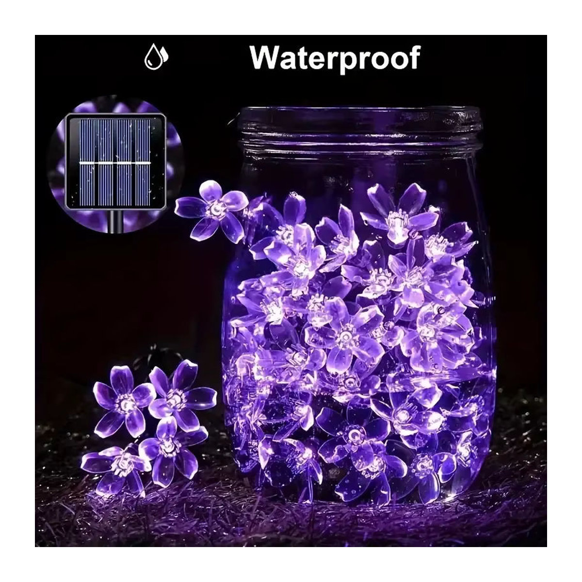 Lila Kirschblüte Solarleuchte wasserfeste dekorative Lichterkette für Garten und Außenbereich - Bild 2