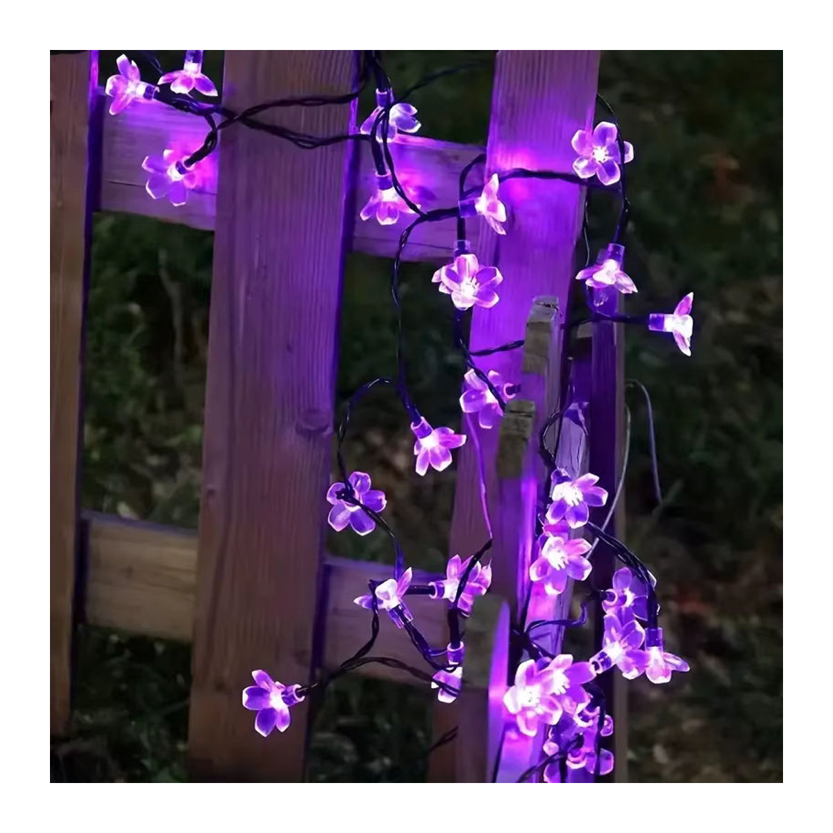 Lila Kirschblüte Solarleuchte wasserfeste dekorative Lichterkette für Garten und Außenbereich - Bild 3