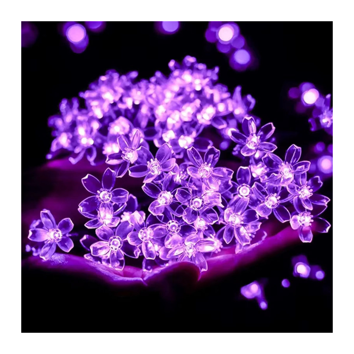 Lila Kirschblüte Solarleuchte wasserfeste dekorative Lichterkette für Garten und Außenbereich - Bild 5