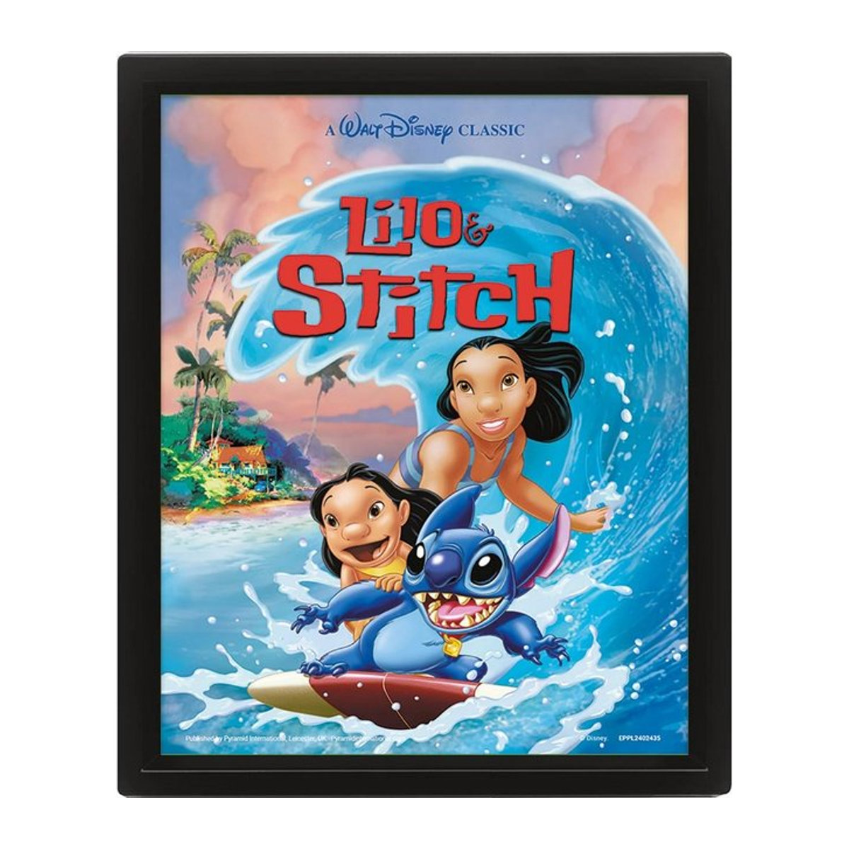 Lilo & Stitch 3D Lentikulares gerahmtes Poster, blau/schwarz, Breite: 23,6 cm, Höhe: 28,5 cm, Tiefe: 4,0 cm - Bild 1
