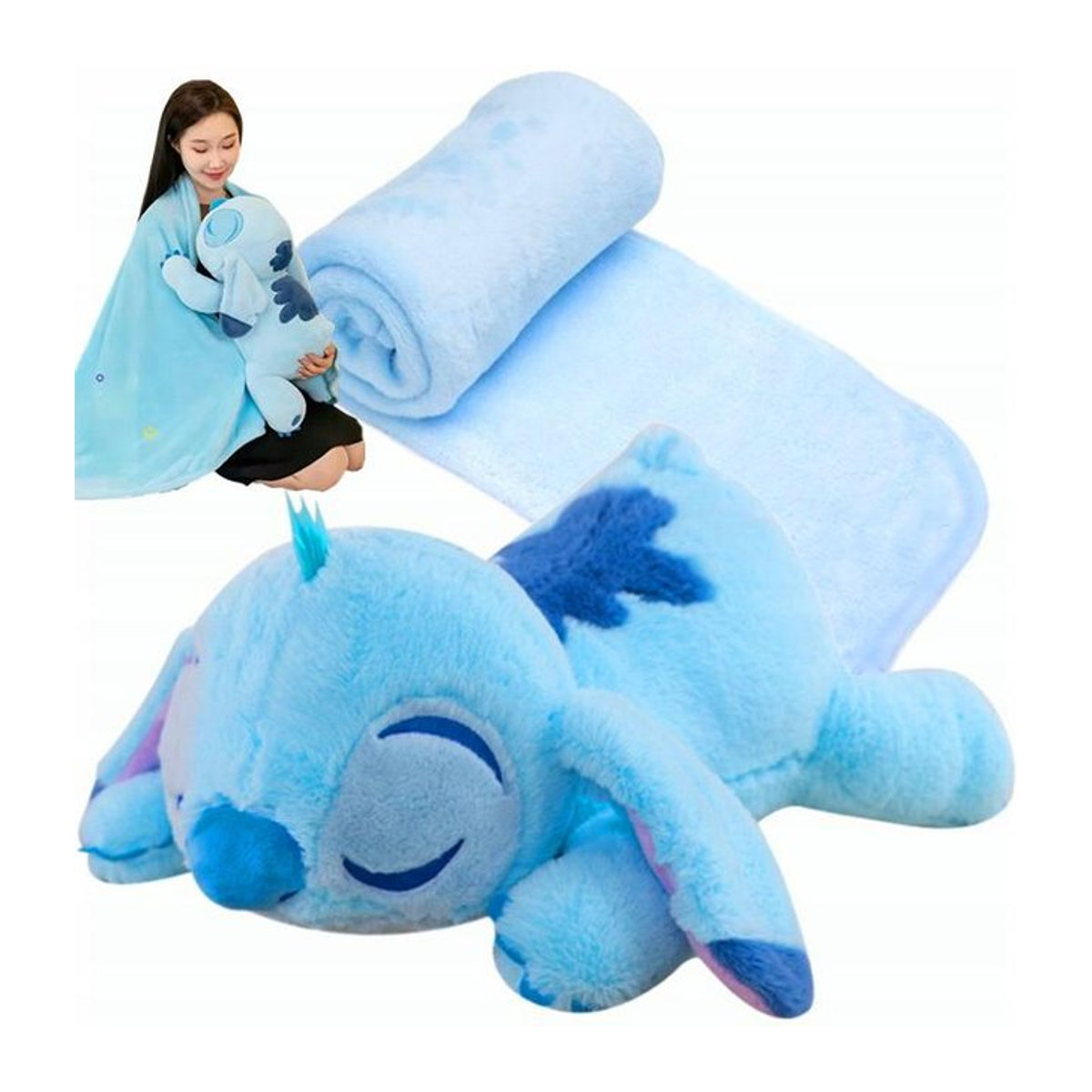 Lilo & Stitch Maskottchen Kissen und Decke Set in Blau - Bild 1