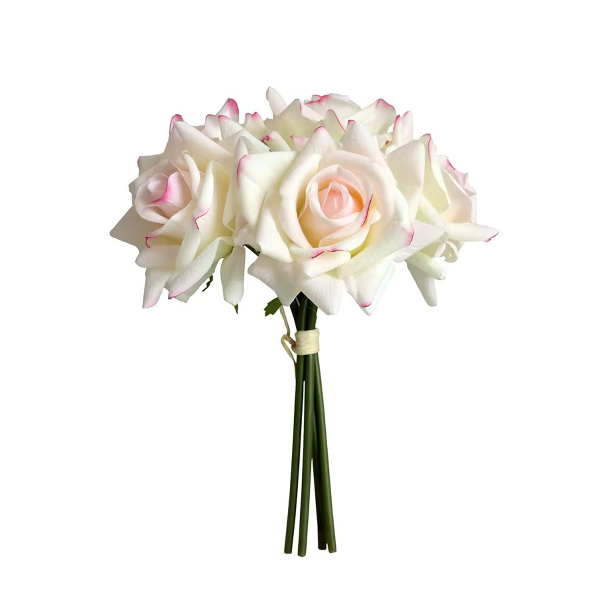 LINANUO Künstliches Rosenbouquet Real Touch Rose Bunch in Rosa, Pink Brown und Weiß für Hochzeit und Dekoration - Bild 2