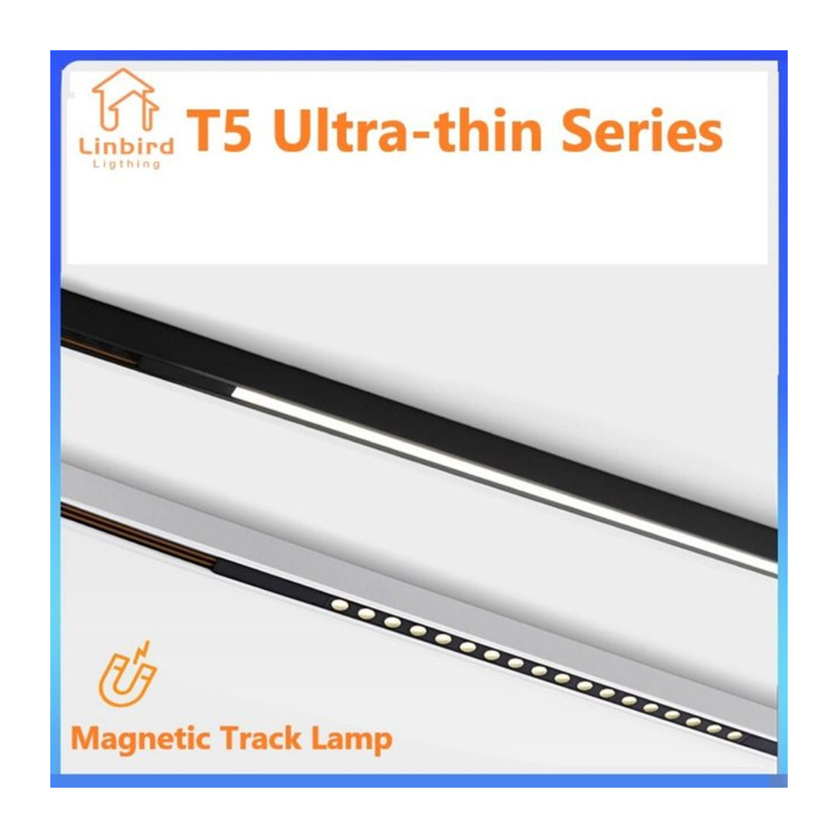 LINBIRD T5 Ultra Dünnes Magnetisches Black Track Licht System, Moderne Flexible LED-Einbauleuchte für Decken im Wohnbereich, Schwarz - Bild 1