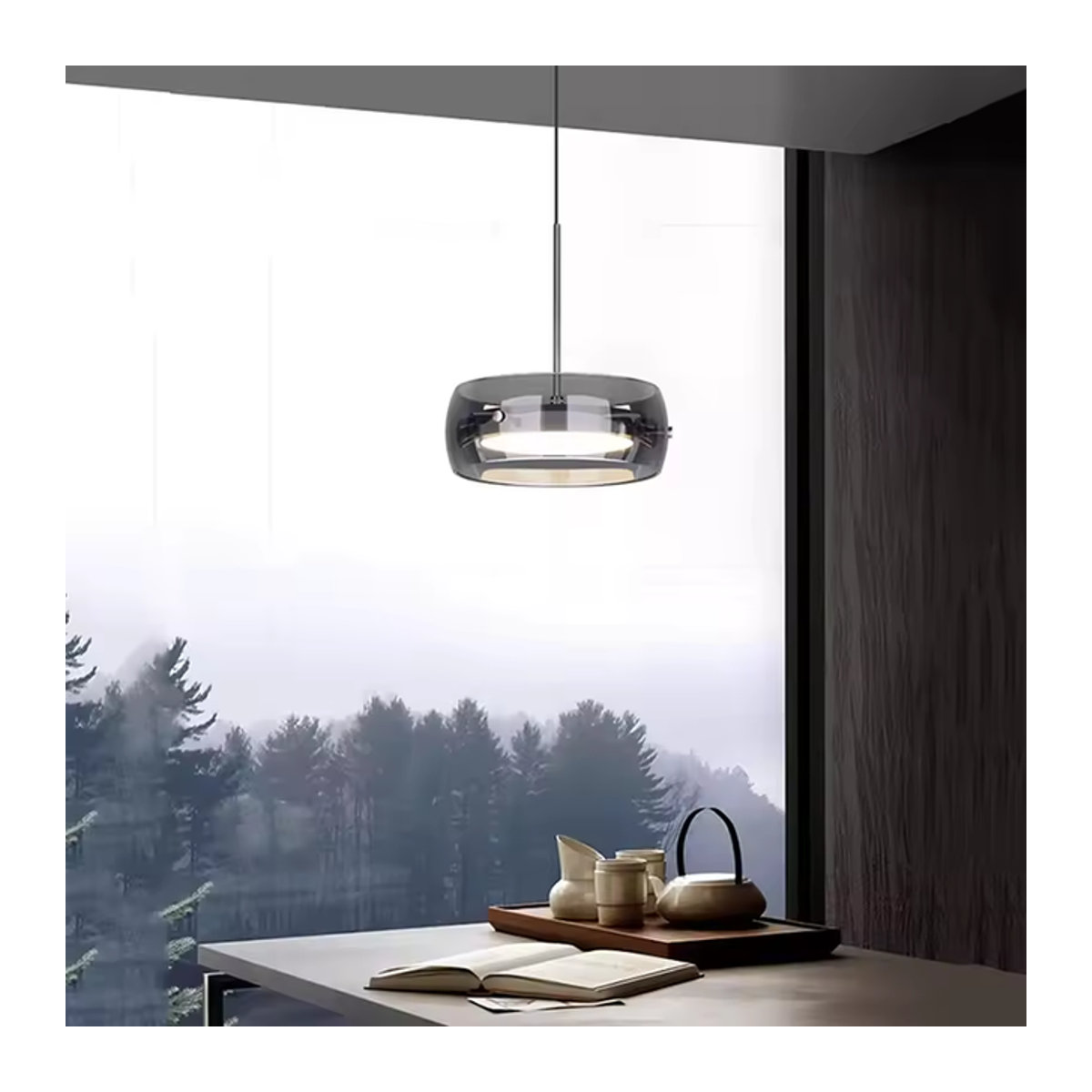 LINCCW Moderne LED-Glas-Pendelleuchte in Chrom mit dreifarbigem Innenlicht - Bild 1