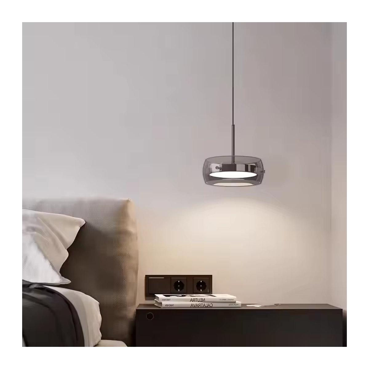 LINCCW Moderne LED-Glas-Pendelleuchte in Chrom mit dreifarbigem Innenlicht - Bild 2