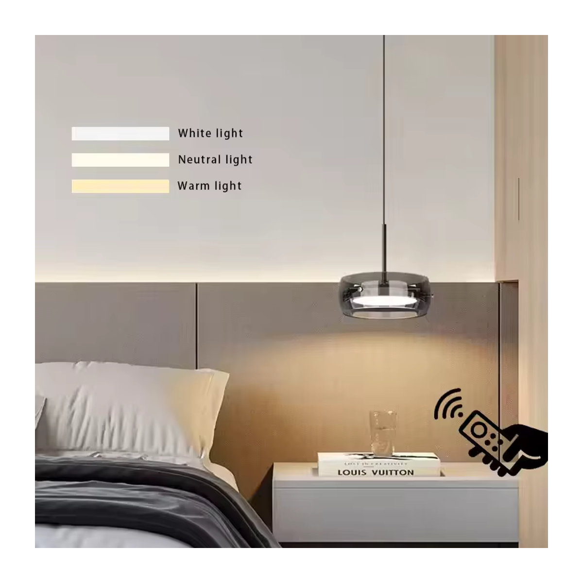 LINCCW Moderne LED-Glas-Pendelleuchte in Chrom mit dreifarbigem Innenlicht - Bild 4