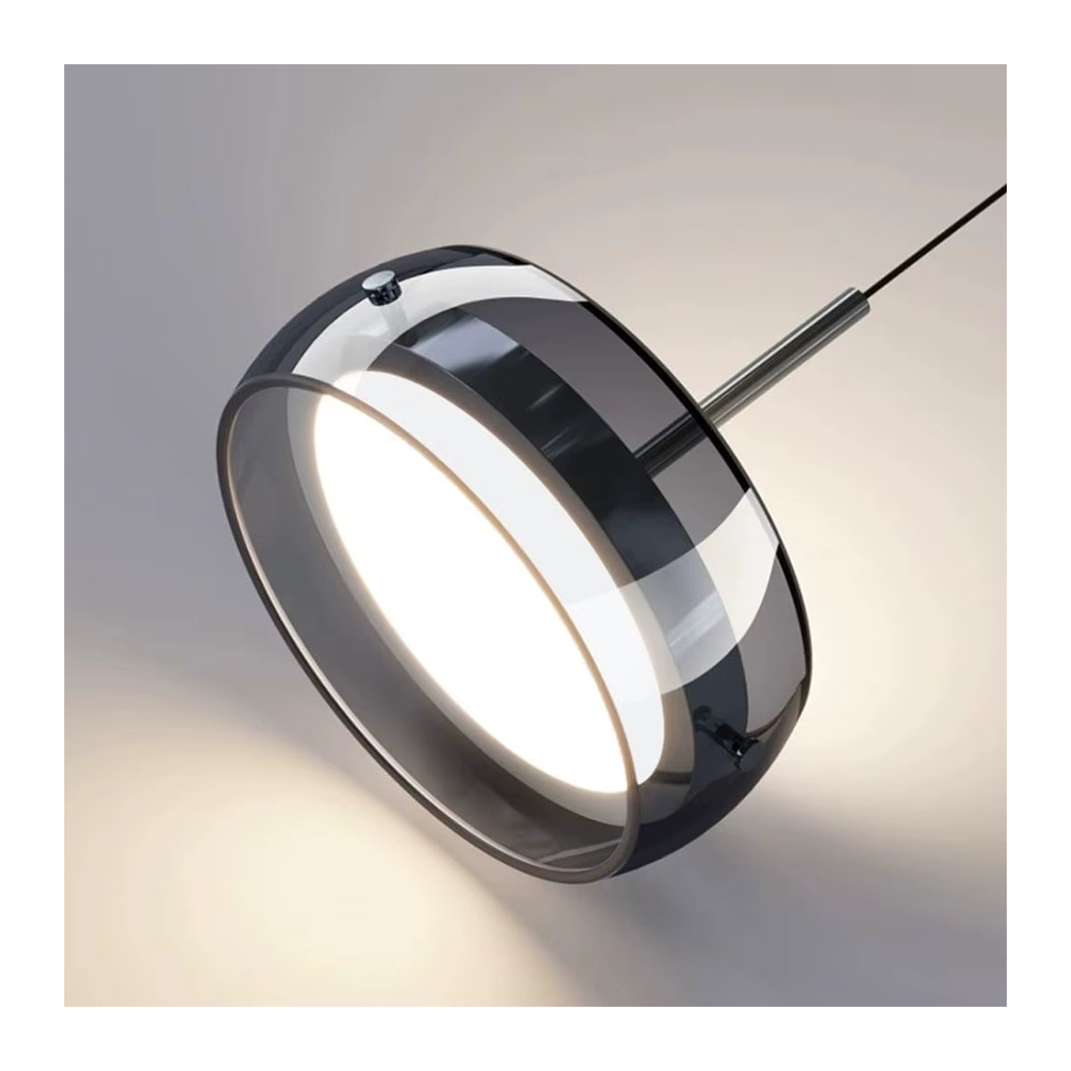 LINCCW Moderne LED-Glas-Pendelleuchte in Chrom mit dreifarbigem Innenlicht - Bild 5