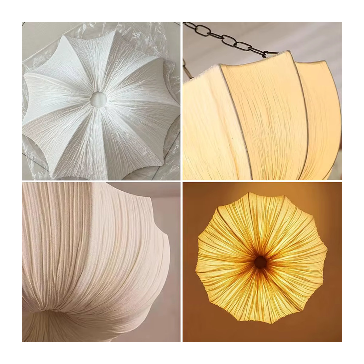 LINCCW Retro Pendelleuchte aus Eisen und weißem Stoff für Wohnzimmer, Esszimmer oder Schlafzimmer - Bild 4