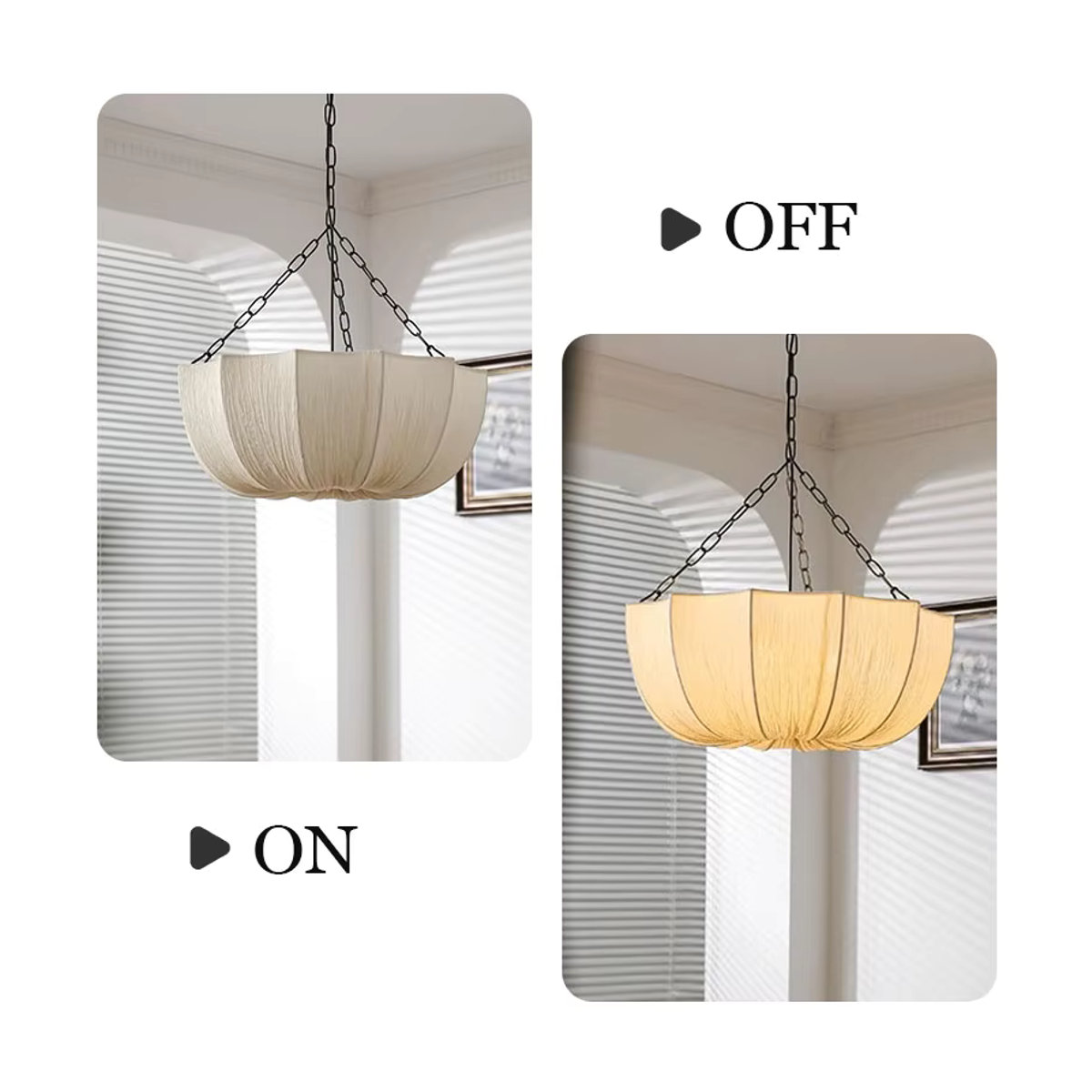 LINCCW Retro Pendelleuchte aus Eisen und weißem Stoff für Wohnzimmer, Esszimmer oder Schlafzimmer - Bild 5