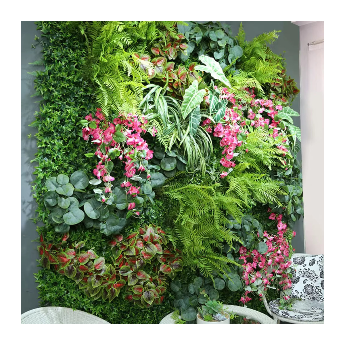 Linhongbin Künstliche Blumen Wandbehang mit Glyzinien und Rosen in Grün für Hochzeitsdekoration - Bild 4