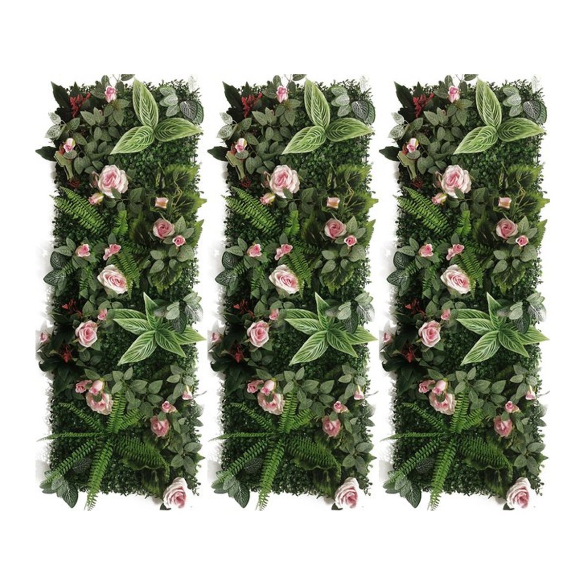 Linhongbin Künstliche Pflanzen Wanddekoration mit Rosen und Moos in Grün, B/H: 120 x 40 cm - Bild 1