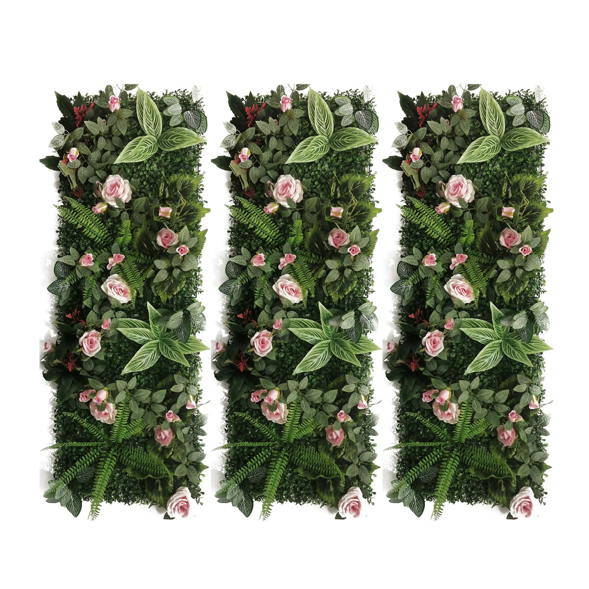 Linhongbin Künstliche Pflanzen Wanddekoration mit Rosen und Moos in Grün, B/H: 120 x 40 cm - Bild 2