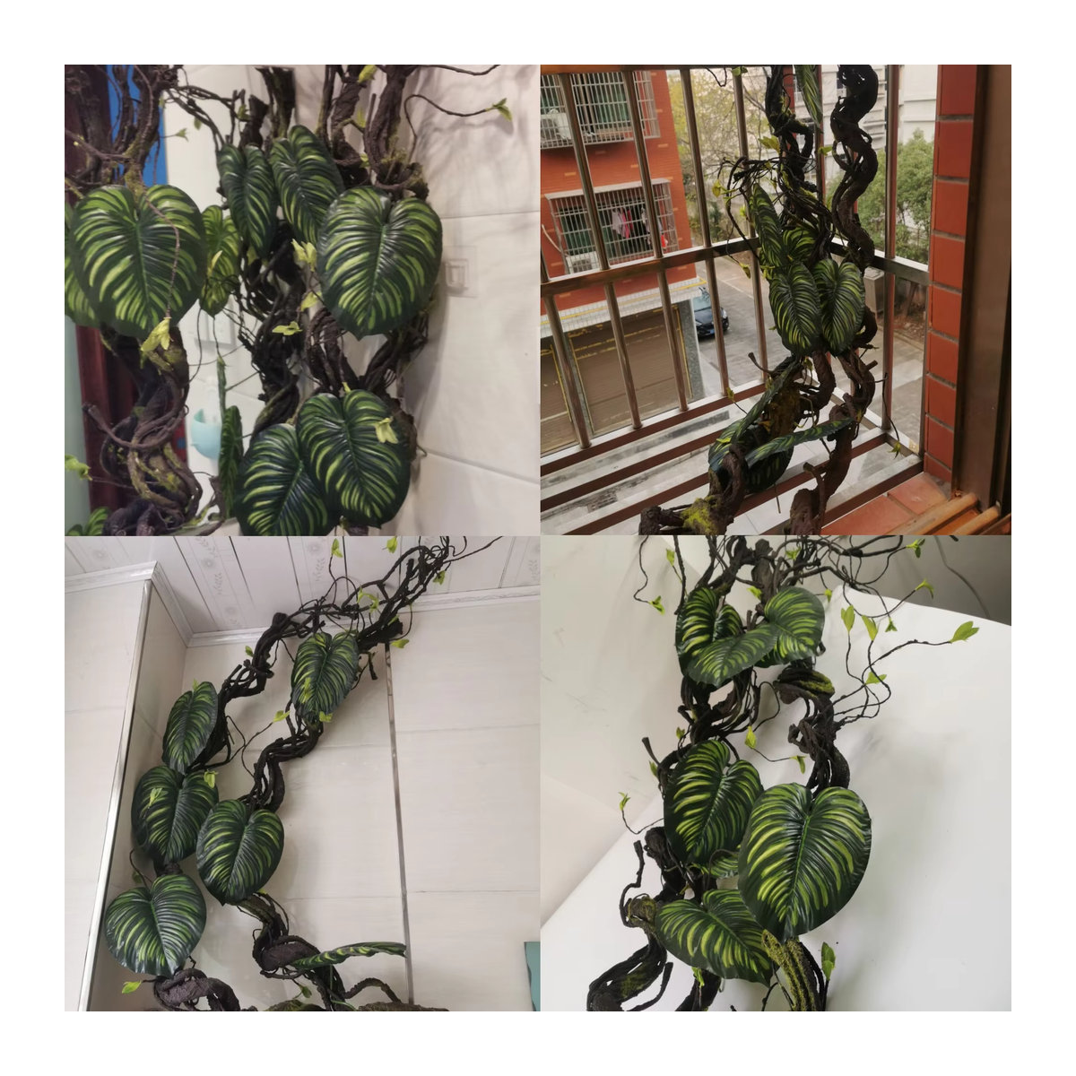 Linhongbin Künstliche Rattanpflanze Grün, 175 cm lange Dekoration mit biegbaren Blättern für Wandgestaltung und DIY-Dekoration - Bild 2