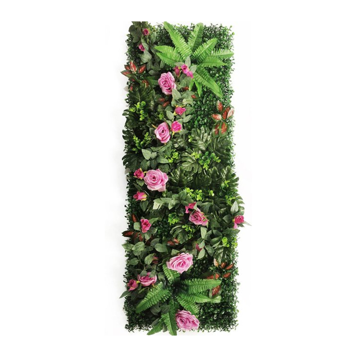 Linhongbin Künstliches Rosen-Wandpanel mit Strohmatte zur Wandmontage, Grün, B: 40 cm, H: 120 cm - Bild 1