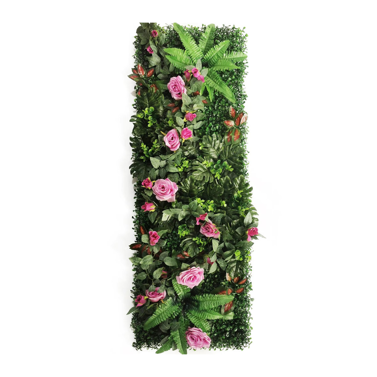Linhongbin Künstliches Rosen-Wandpanel mit Strohmatte zur Wandmontage, Grün, B: 40 cm, H: 120 cm - Bild 3