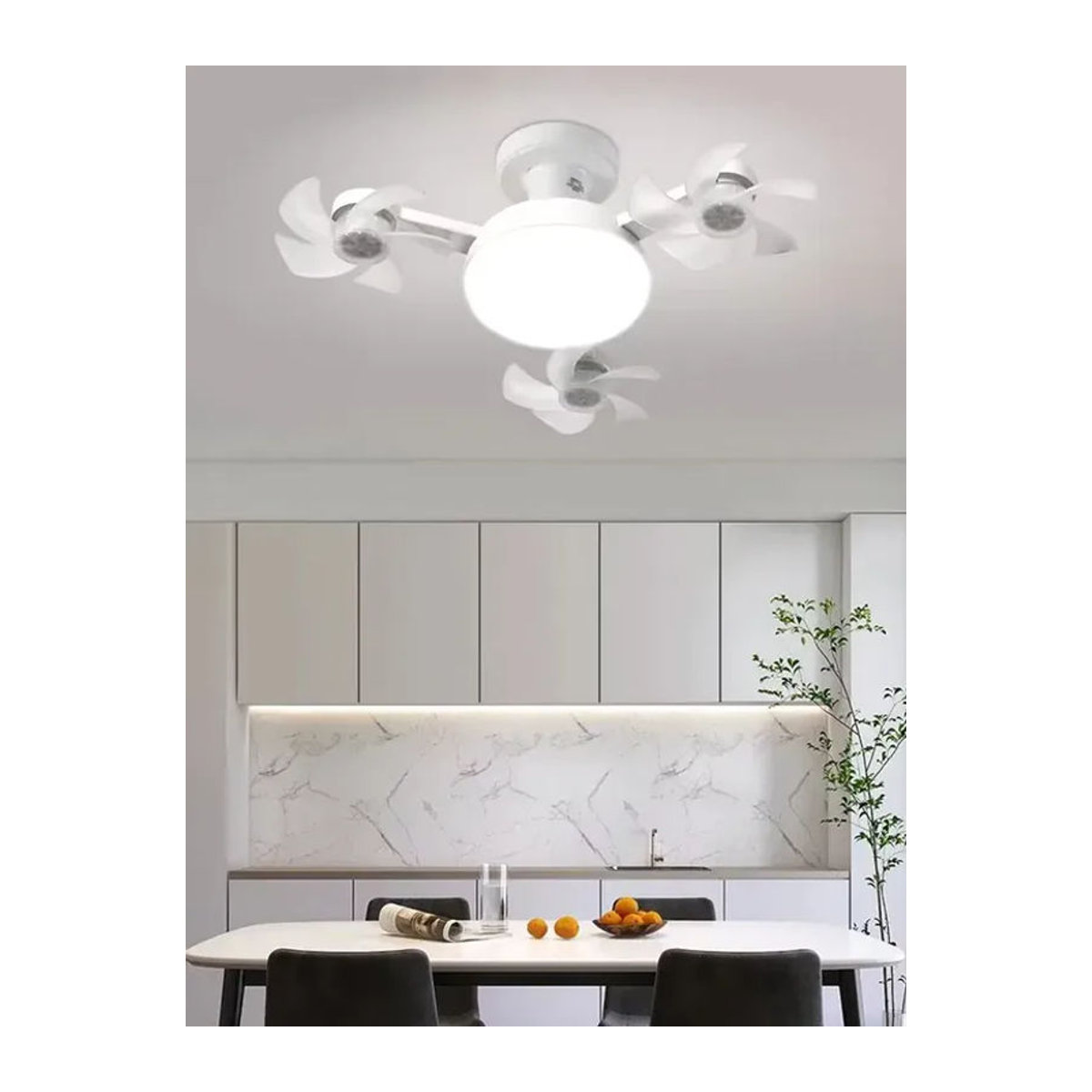 LINYILIGHT E27 Deckenventilator mit Licht und Fernbedienung, dimmbare LED-Ventilatorleuchte in Weiß, minimalistisches Design für Schlafzimmer, Küche, Garage oder Büro - Bild 7