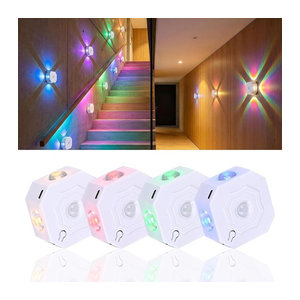 LINYILIGHT LED Bewegungssensor Lampe wiederaufladbare Nachtbeleuchtung mit RGB und 3 Farben für Flur Treppen und Küche in Weiß und Bunt