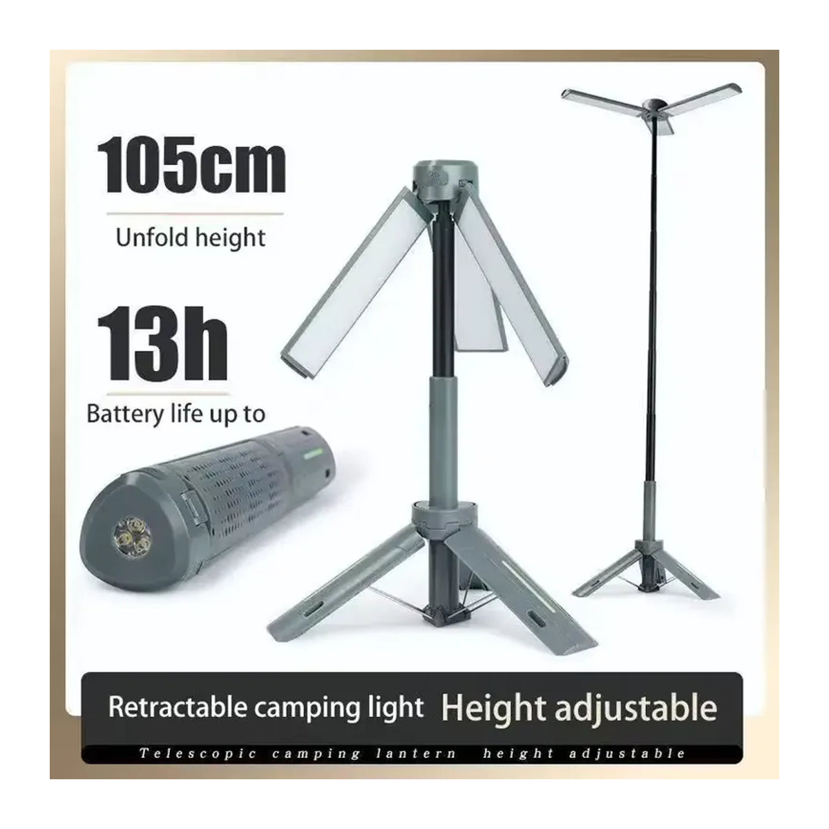 LINYILIGHT Multifunktionale Faltbare LED-Campinglaterne Modern, Wasserdicht und Stufenlos Dimmbar, Wiederaufladbare Teleskop-Flammenlampe als Arbeitsleuchte für dein Camping - Bild 2