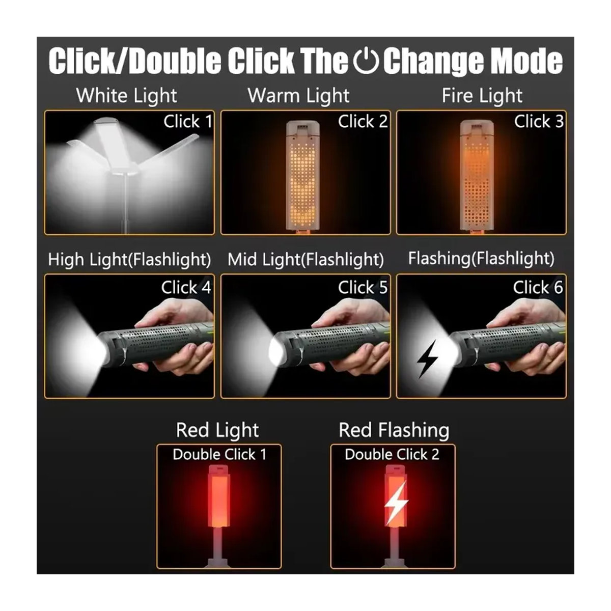 LINYILIGHT Multifunktionale Faltbare LED-Campinglaterne Modern, Wasserdicht und Stufenlos Dimmbar, Wiederaufladbare Teleskop-Flammenlampe als Arbeitsleuchte für dein Camping - Bild 3