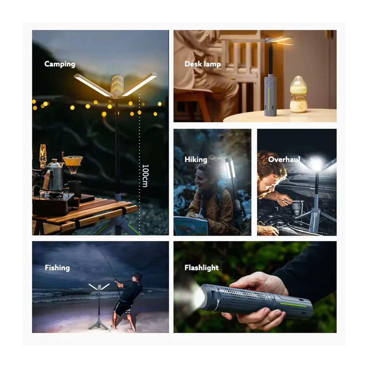 LINYILIGHT Multifunktionale Faltbare LED-Campinglaterne Modern, Wasserdicht und Stufenlos Dimmbar, Wiederaufladbare Teleskop-Flammenlampe als Arbeitsleuchte für dein Camping - Bild 6