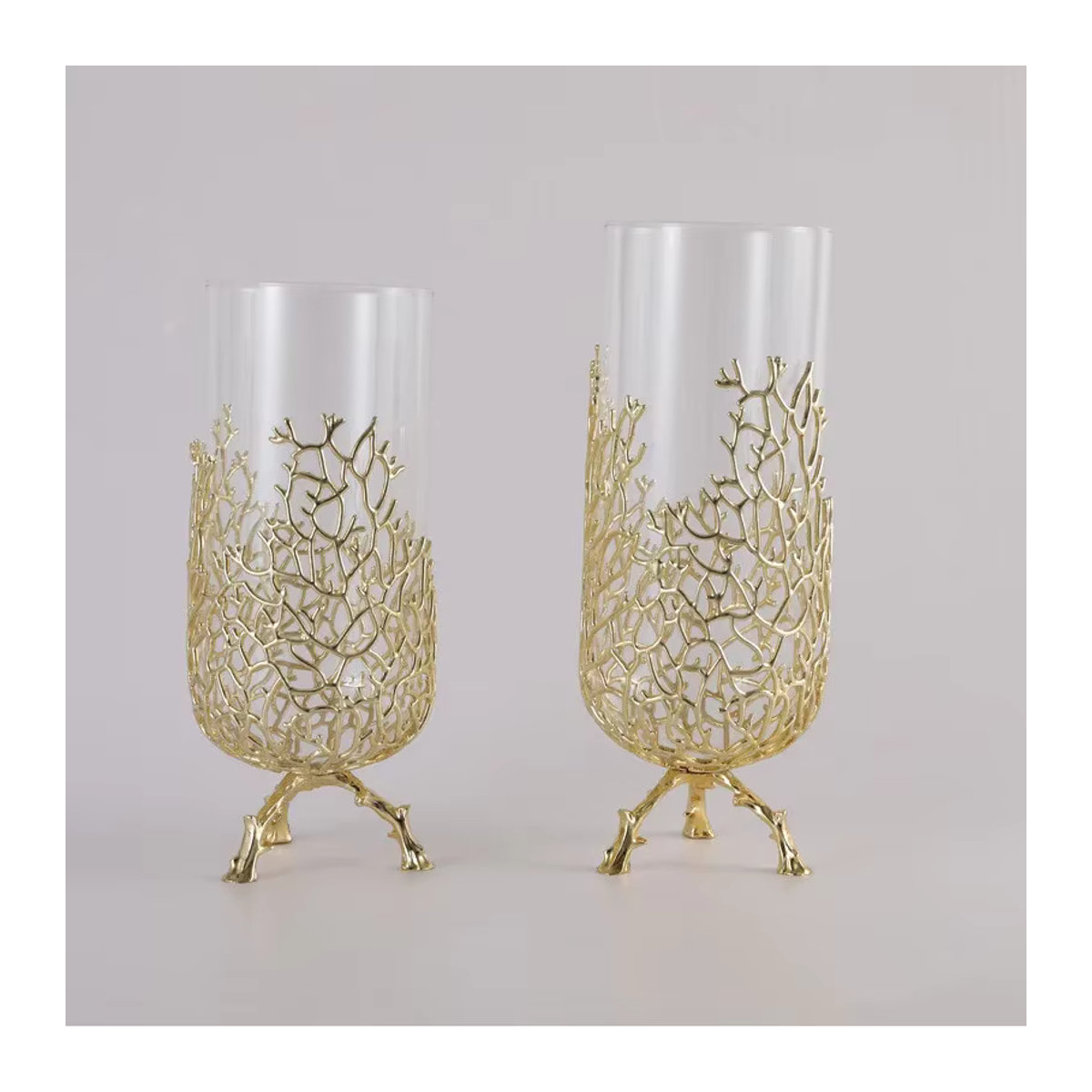 LISM Korallen Vase aus Glas und Metall in Gold und Transparent für Schnittblumen und Hydrokultur - Bild 2
