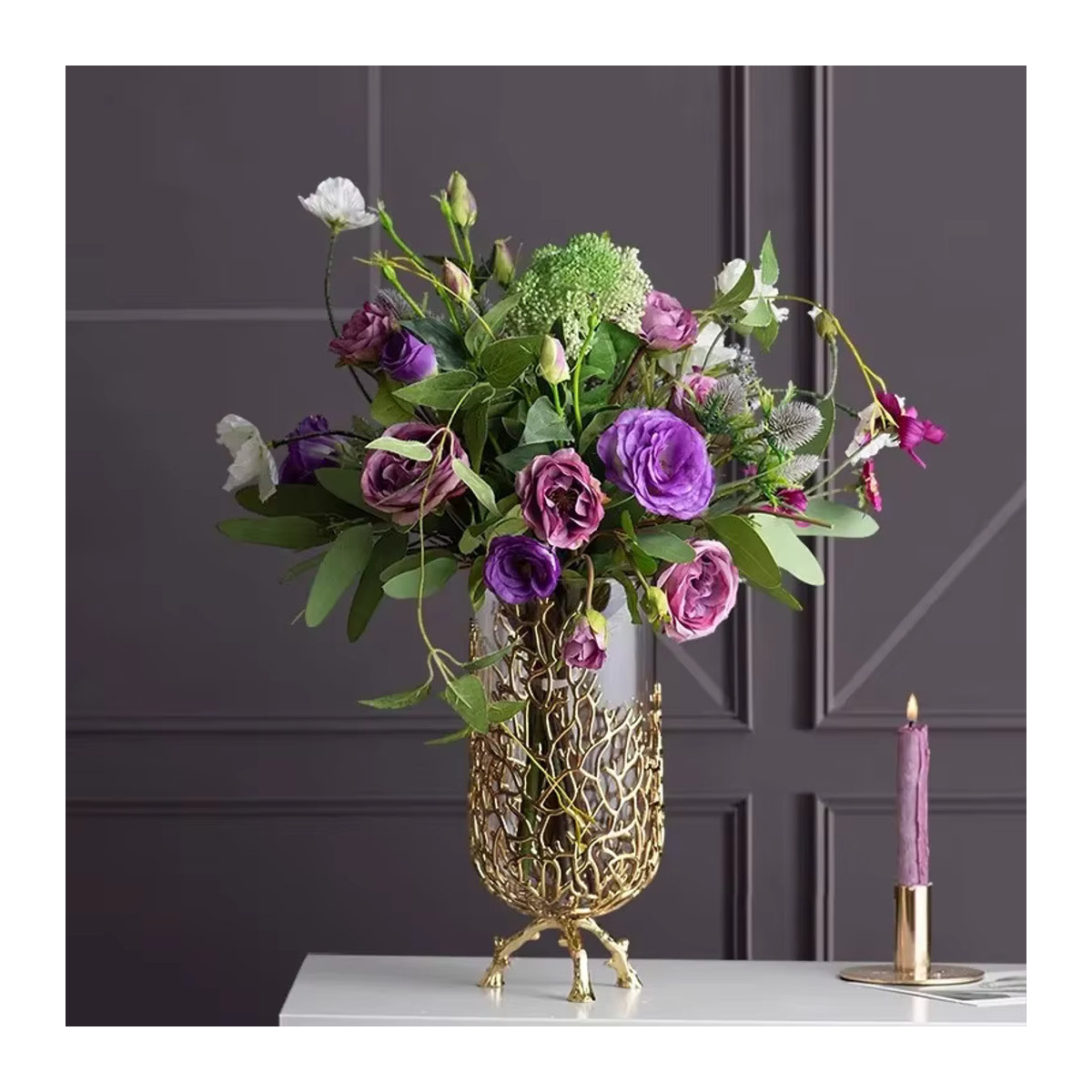 LISM Korallen Vase aus Glas und Metall in Gold und Transparent für Schnittblumen und Hydrokultur - Bild 4
