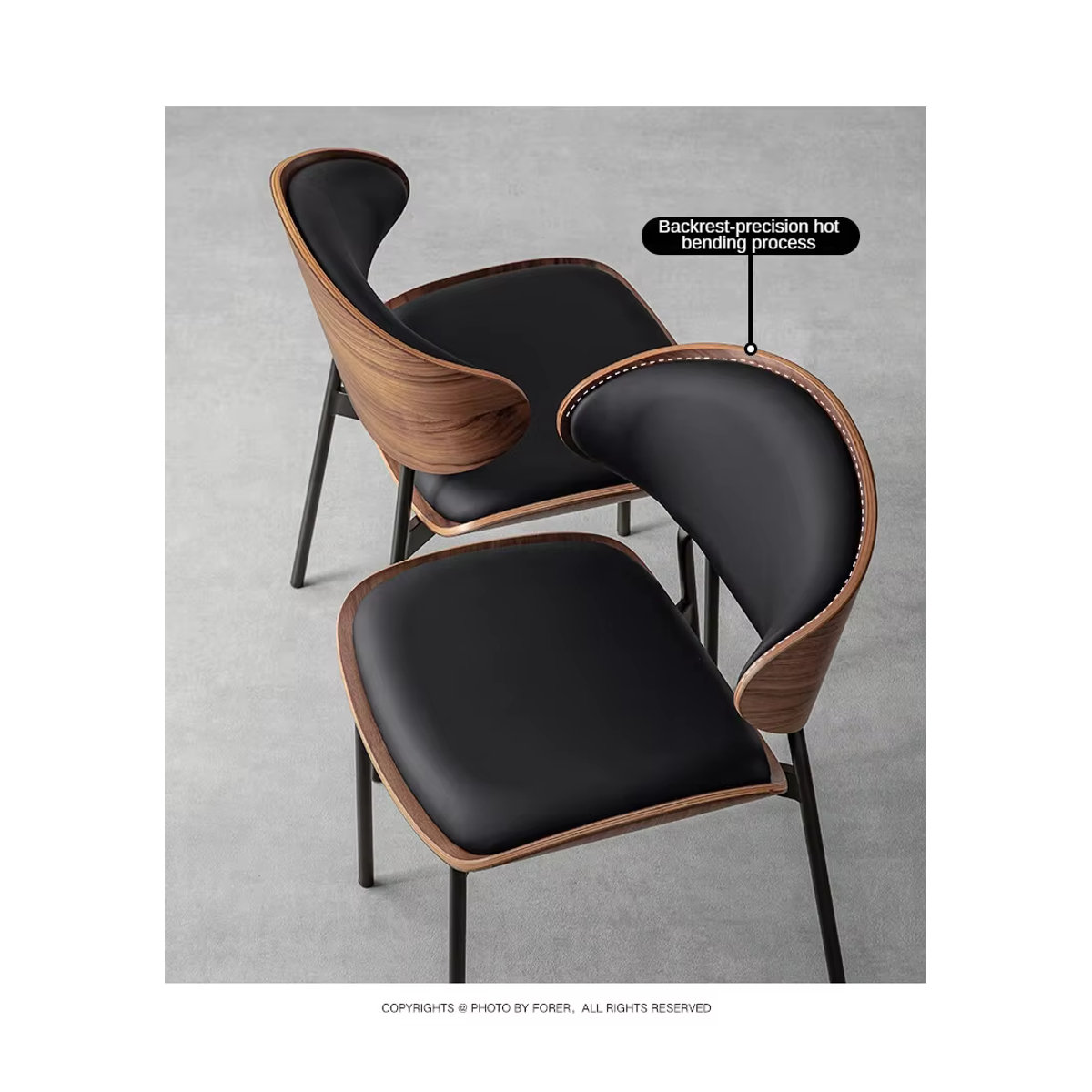LISM Polsterstuhl aus Echtleder im modernen minimalistischen Design für Esszimmer und Wohnzimmer in Schwarz oder Weiß - Bild 2