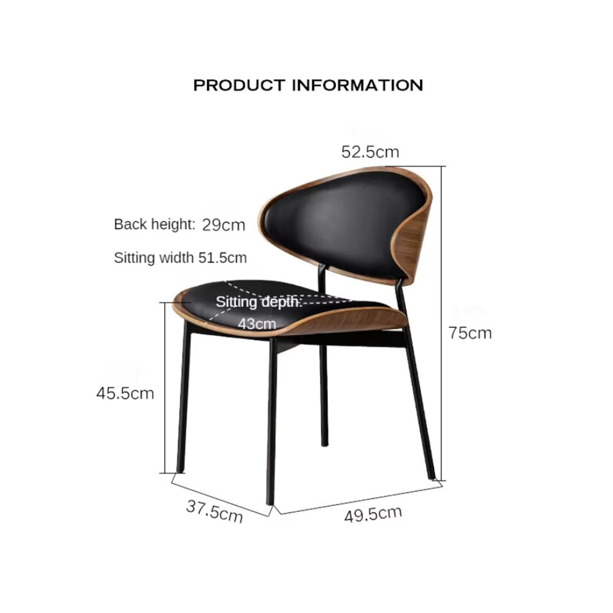 LISM Polsterstuhl aus Echtleder im modernen minimalistischen Design für Esszimmer und Wohnzimmer in Schwarz oder Weiß - Bild 3