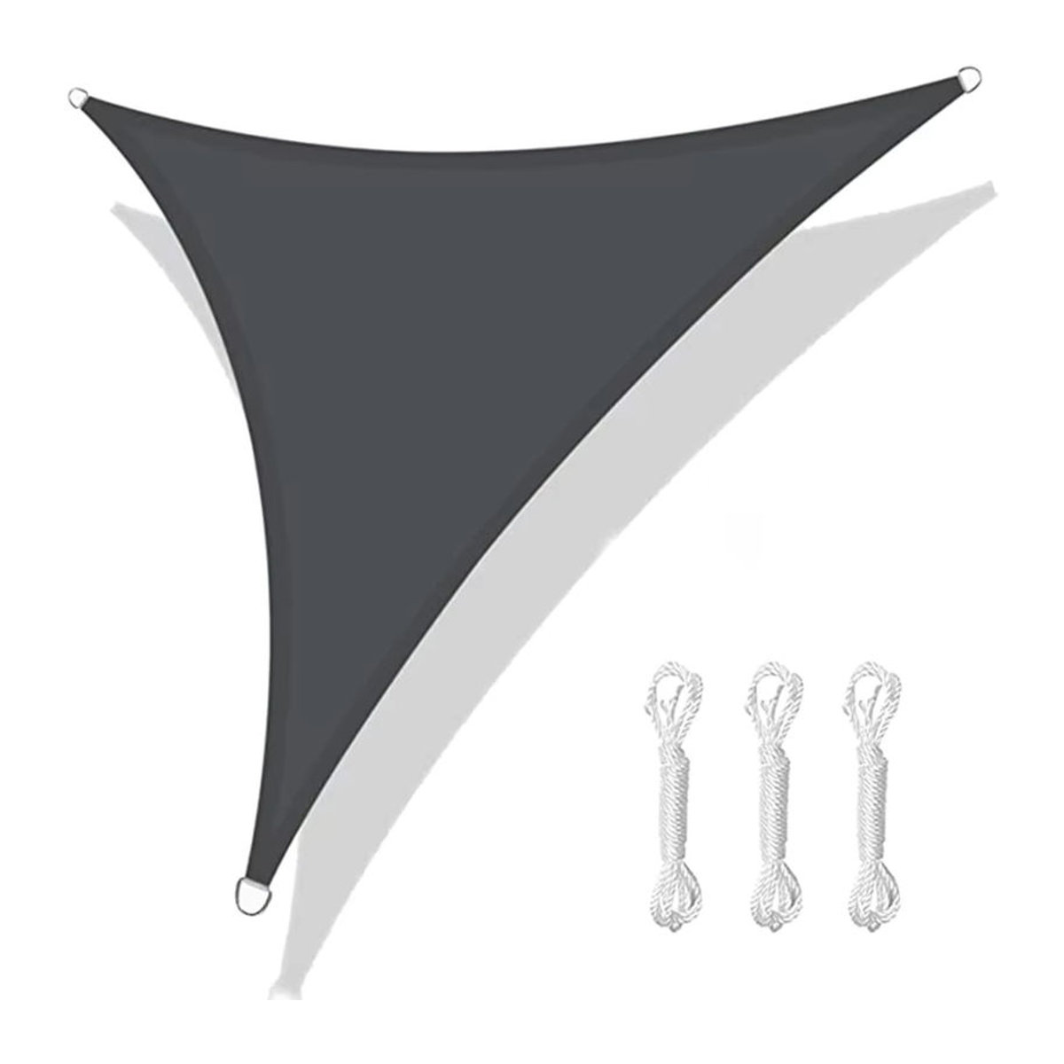 LISM Sonnensegel in Dreiecksform aus Polyester, wasserdichtes Sonnenschutz-Tarp für Outdoor und Strand, Grau - Bild 3