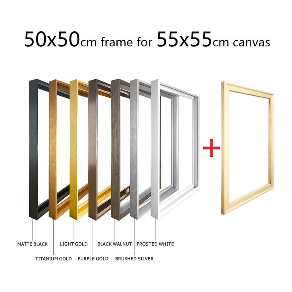 Little PP Bilderrahmen aus Aluminiumlegierung für Leinwand und Ölgemälde, Gold und Schwarz, B/H: 55 x 55 cm - Bild 1