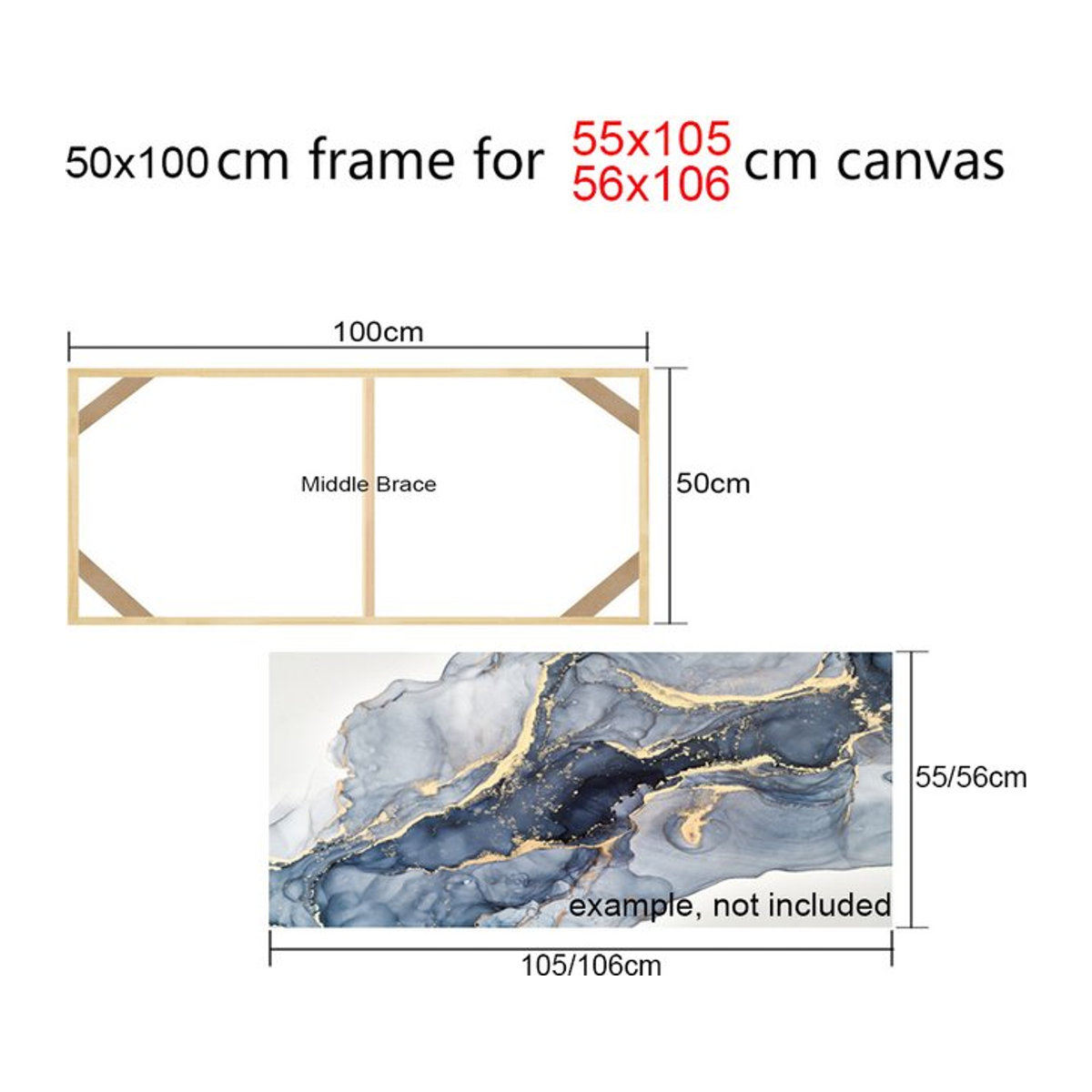 Little PP Holzrahmen für Leinwand und Diamantmalerei, rechteckig, braun, B/H: 45 x 95 cm - Bild 1