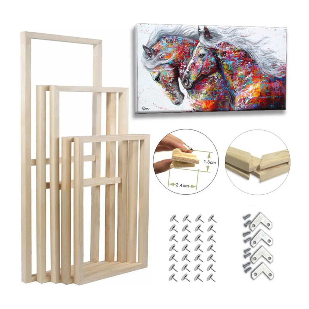 Little PP Holzrahmen für Leinwand und Ölgemälde in Braun oder Beige, B/H: 30 x 20 cm - Bild 1