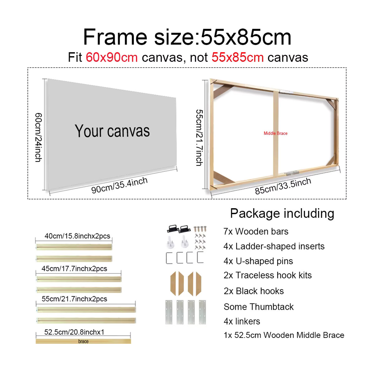 Little PP Holzrahmen für Leinwand und Ölgemälde, rechteckig, mehrfarbig, B/H: 40 x 60 cm - Bild 2