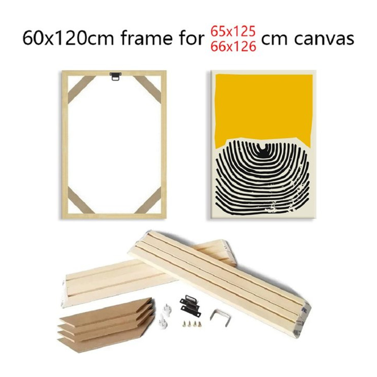 Little PP Holzrahmen für Leinwanddrucke und Diamant-Malerei, beige, B/H: 60 x 120 cm, passend für 65 x 125 cm Bilder und Poster - Bild 1