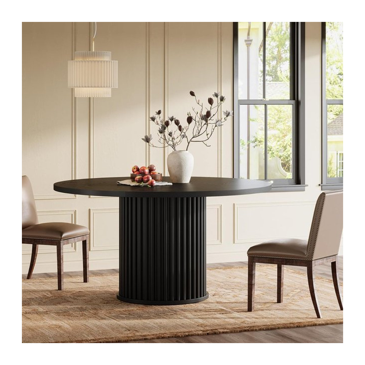 LITTLE TREE Runder Esstisch für 4 Personen in Schwarz mit Metallrahmen und Holzoberfläche im modernen Design - Bild 1