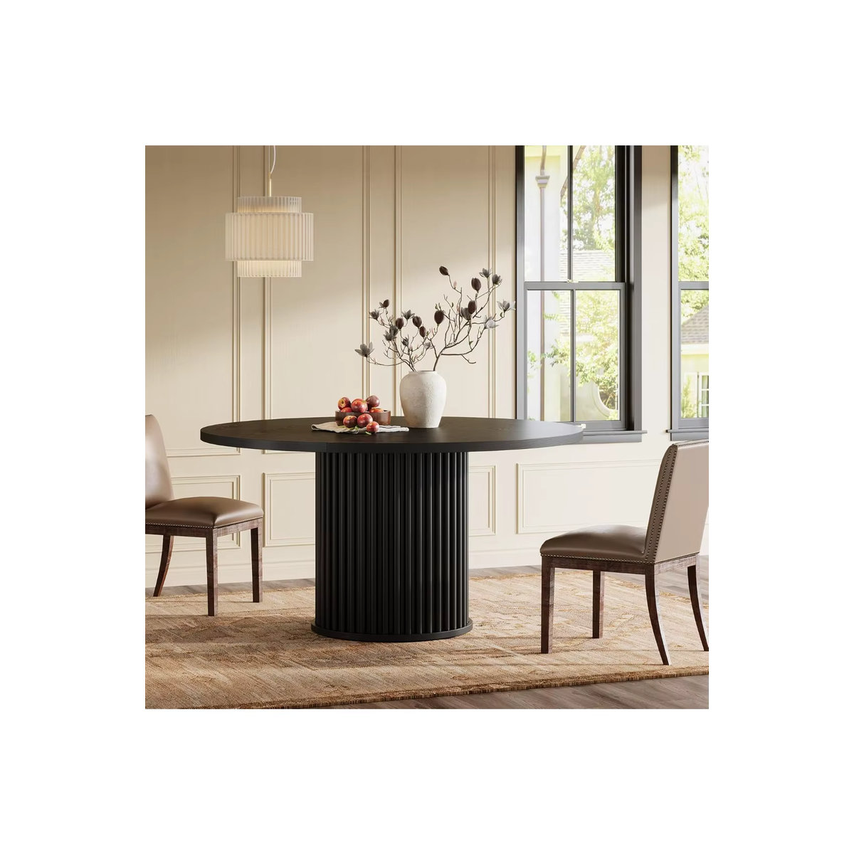 LITTLE TREE Runder Esstisch für 4 Personen in Schwarz mit Metallrahmen und Holzoberfläche im modernen Design - Bild 7