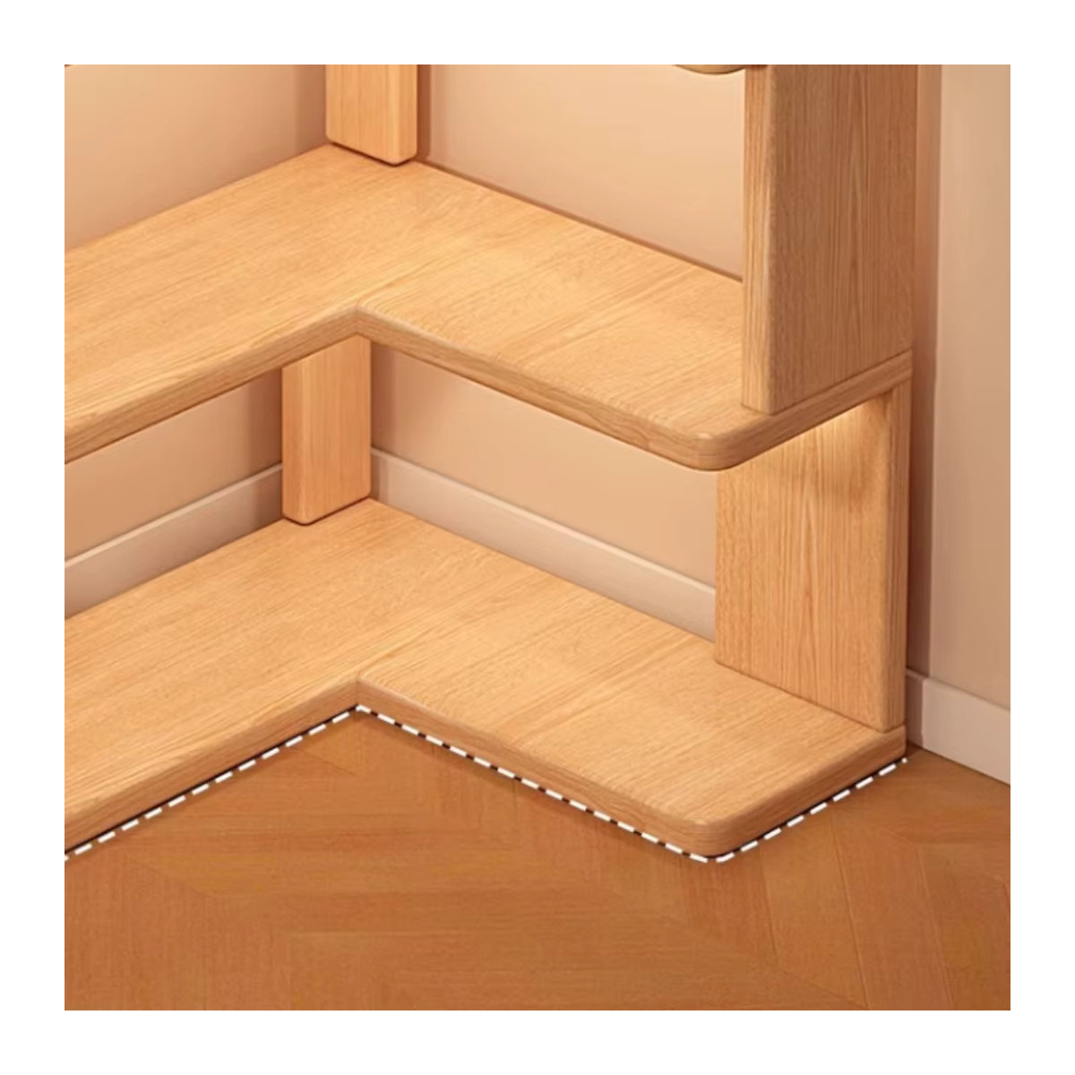 LIUSHADUOLA Eckregal aus Holz in Natur Braun im skandinavischen Design, freistehendes Eck-Bücherregal für deine Aufbewahrung - Bild 3